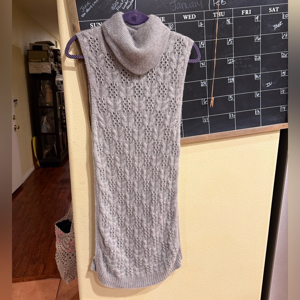 Neiman Marcus Gray Cowl Neck Knit Sweater side zippers cashmere size medium